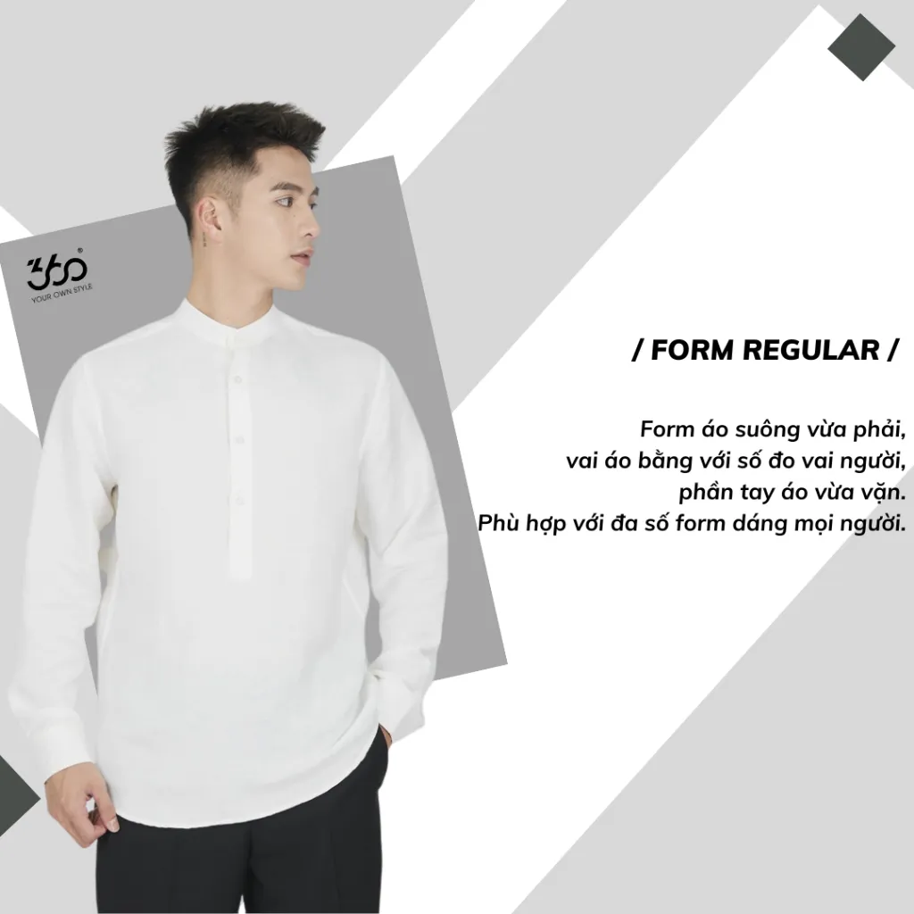 Ảnh Áo sơ mi cổ tàu dài tay 360 Boutique sơ mi nam chất liệu đũi xước form relax - STNOL310 2
