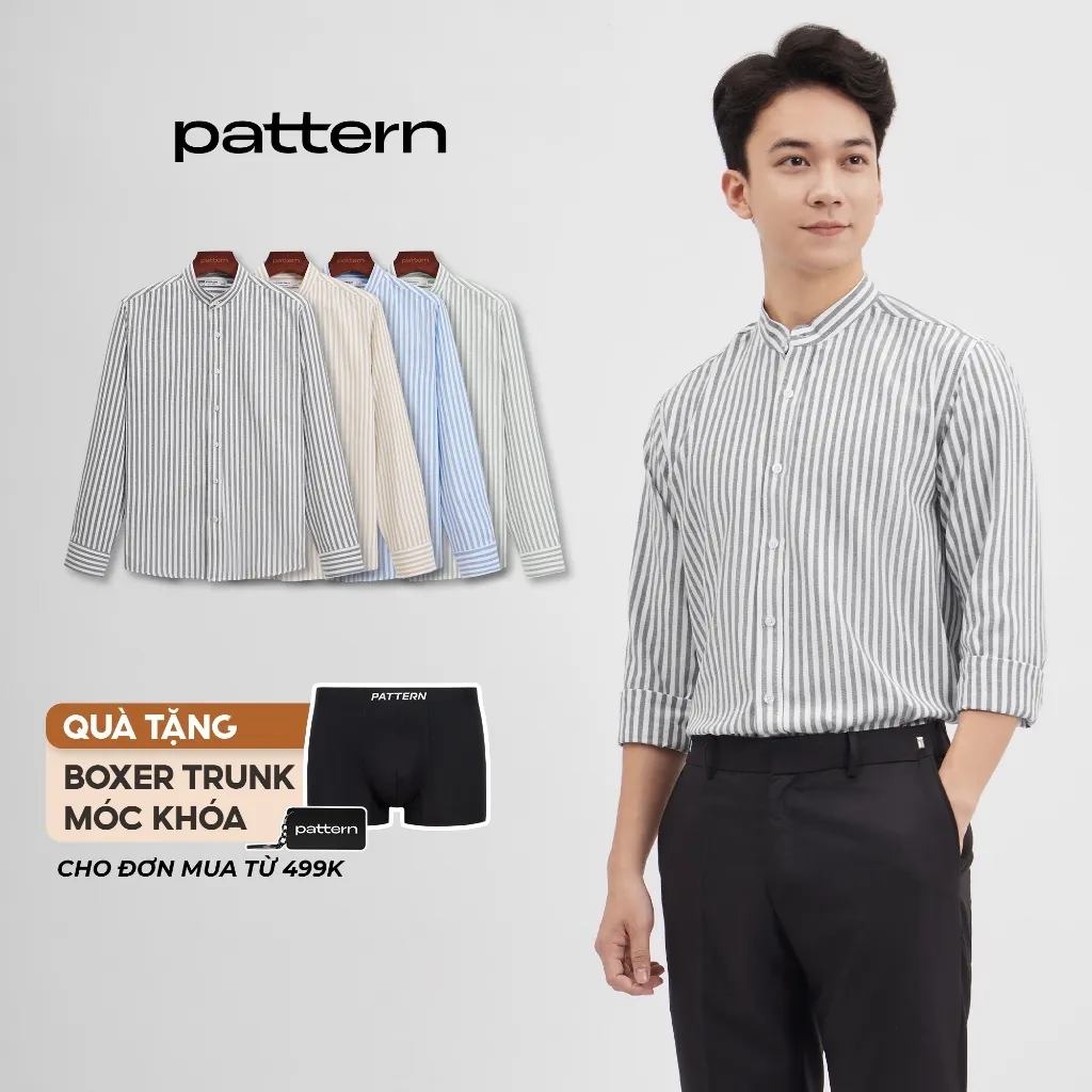 Ảnh Áo Sơ Mi Cổ Tàu Dài Tay Kẻ Sọc Oxford PATTERN PA043 2