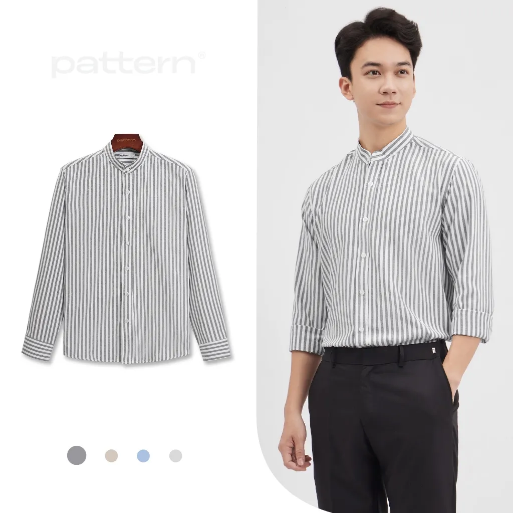Ảnh Áo Sơ Mi Cổ Tàu Dài Tay Kẻ Sọc Oxford PATTERN PA043 3