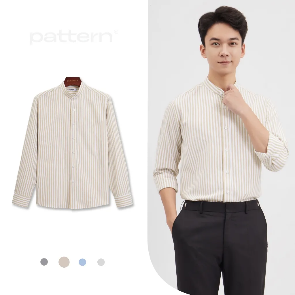 Ảnh Áo Sơ Mi Cổ Tàu Dài Tay Kẻ Sọc Oxford PATTERN PA043 4
