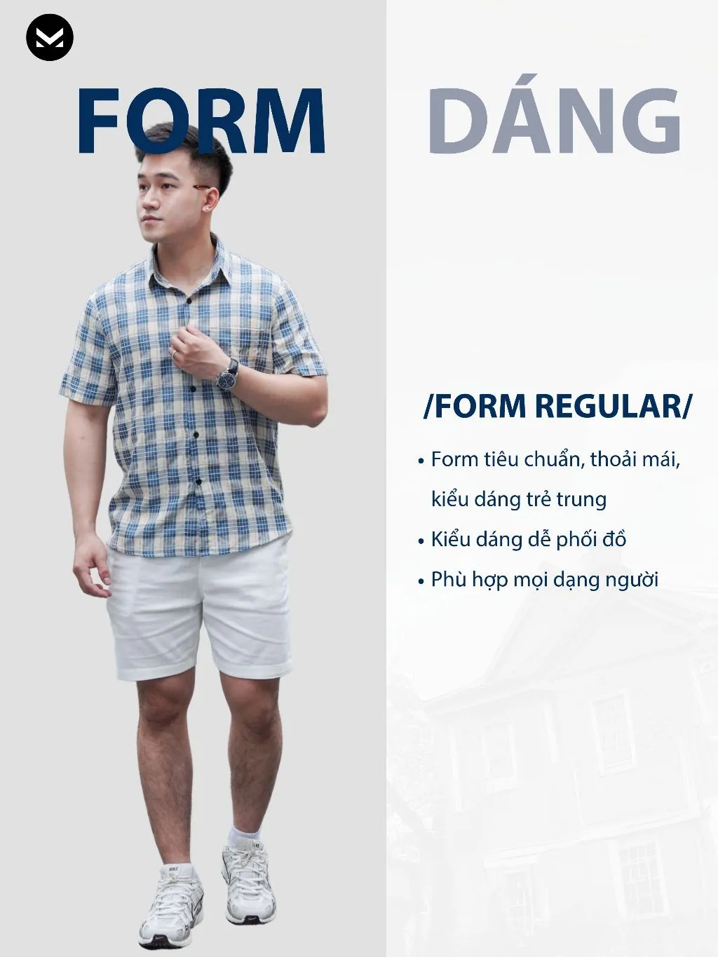 Ảnh Áo Sơ Mi cổ Đức nam kẻ Mild MK CLEVER Chất Đũi thô mềm mịn, thoáng mát, chống nhăn, form rộng hằng ngày 4