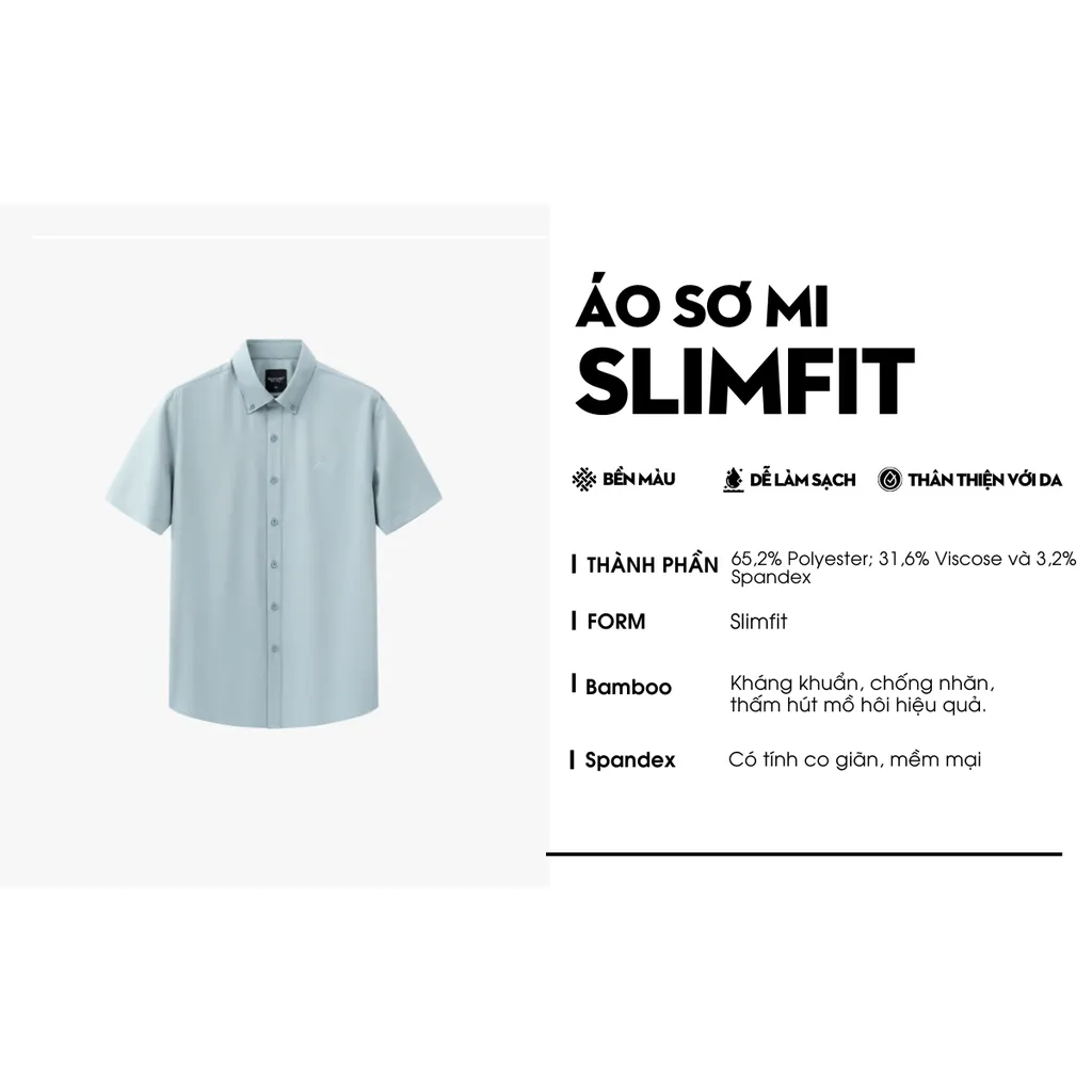 Ảnh Áo Sơ Mi Cộc Tay 8SMCB400 Biluxury Form Casual Thoải Mái Kháng Khuẩn Bền Màu 2