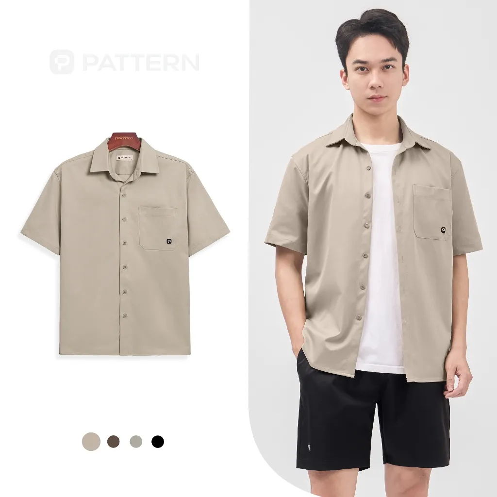 Ảnh Áo Sơ Mi Cộc Tay Basic Kaki Thêu Ngực PATTERN PA059 1