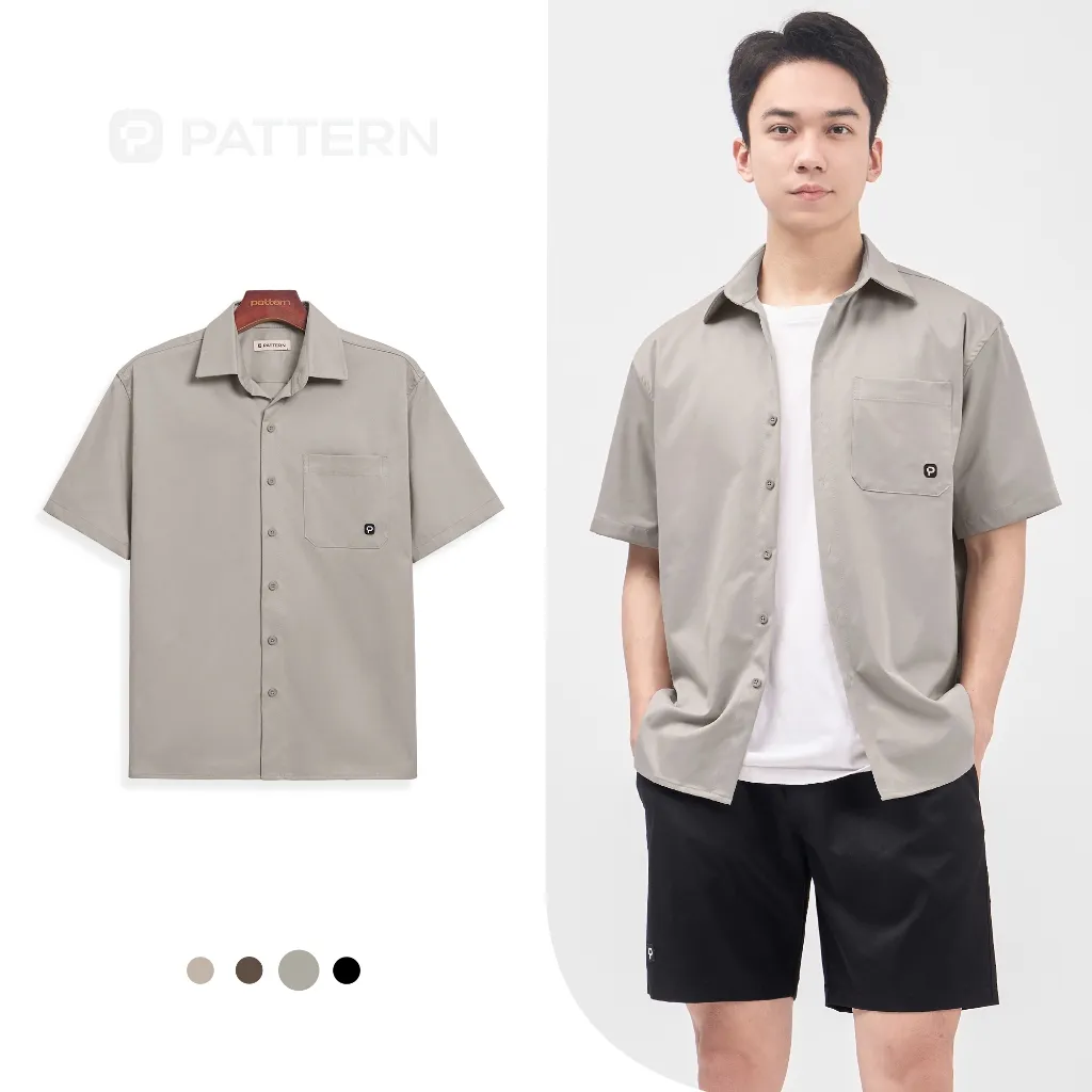 Ảnh Áo Sơ Mi Cộc Tay Basic Kaki Thêu Ngực PATTERN PA059 3