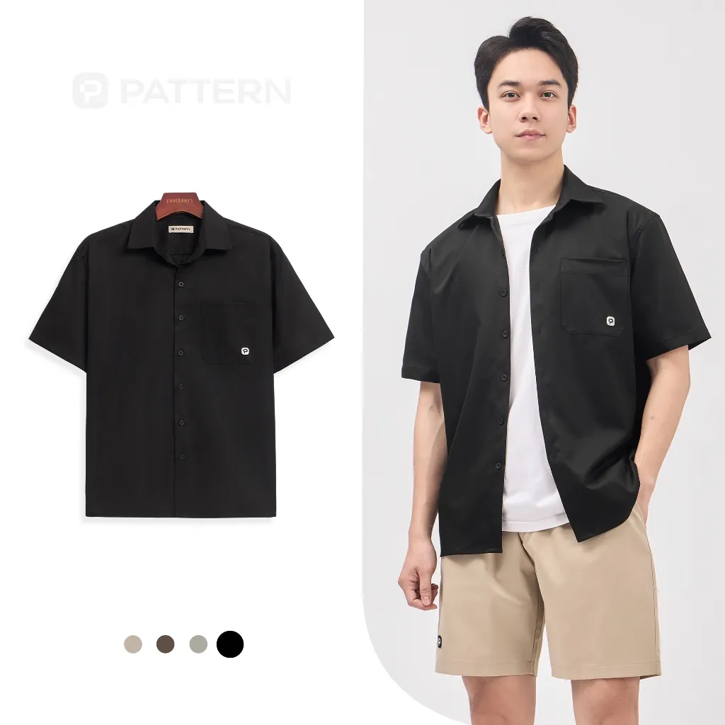 Ảnh Áo Sơ Mi Cộc Tay Basic Kaki Thêu Ngực PATTERN PA059 4