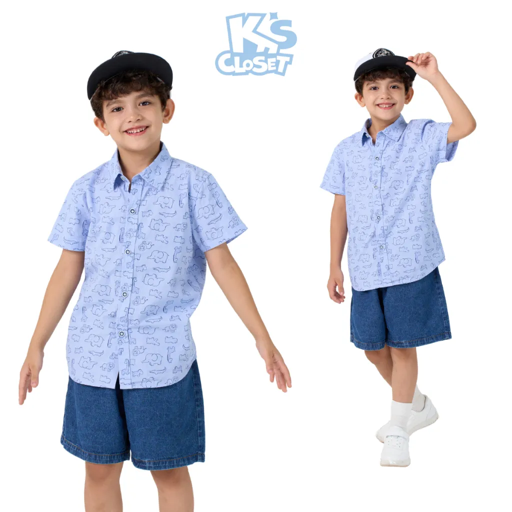 Ảnh Áo Sơ Mi Cộc Tay K'S CLOSET Dành Cho Bé Trai Thiết Kế Cổ Đức, Họa Tiết Đáng Yêu OL10FOS/ KT121FOS 4
