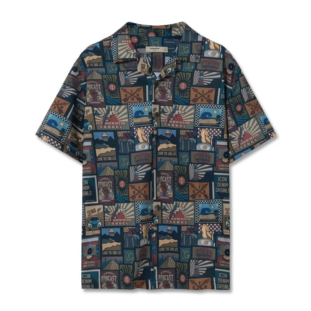 Ảnh Áo Sơ Mi Cuban Twill Nam Tay Ngắn Họa Tiết In Nomanic Dreams Form Relaxed SMID0269 2