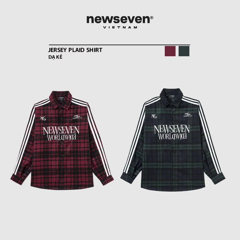 Ảnh Áo Sơ Mi Dạ Kẻ NEWSEVEN Oversize Jersey Plaid Shirt SM.394 1
