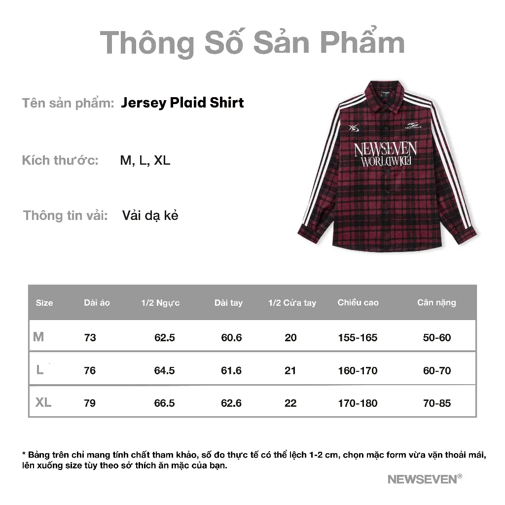 Ảnh Áo Sơ Mi Dạ Kẻ NEWSEVEN Oversize Jersey Plaid Shirt SM.394 2