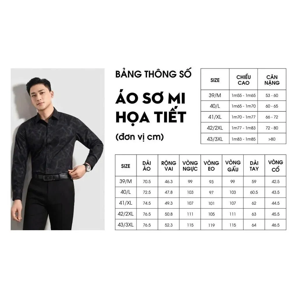 Ảnh Áo Sơ Mi Dài Tay 7SMDH318DEN Biluxury Từ Sợi Tre Bền Màu, Chống Nhăn, Chống Tia UV 1