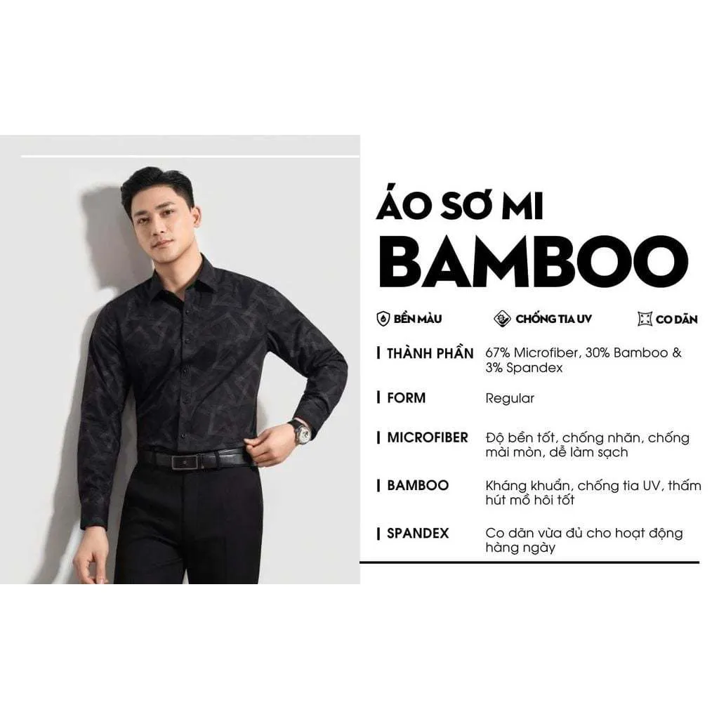 Ảnh Áo Sơ Mi Dài Tay 7SMDH318DEN Biluxury Từ Sợi Tre Bền Màu, Chống Nhăn, Chống Tia UV 2