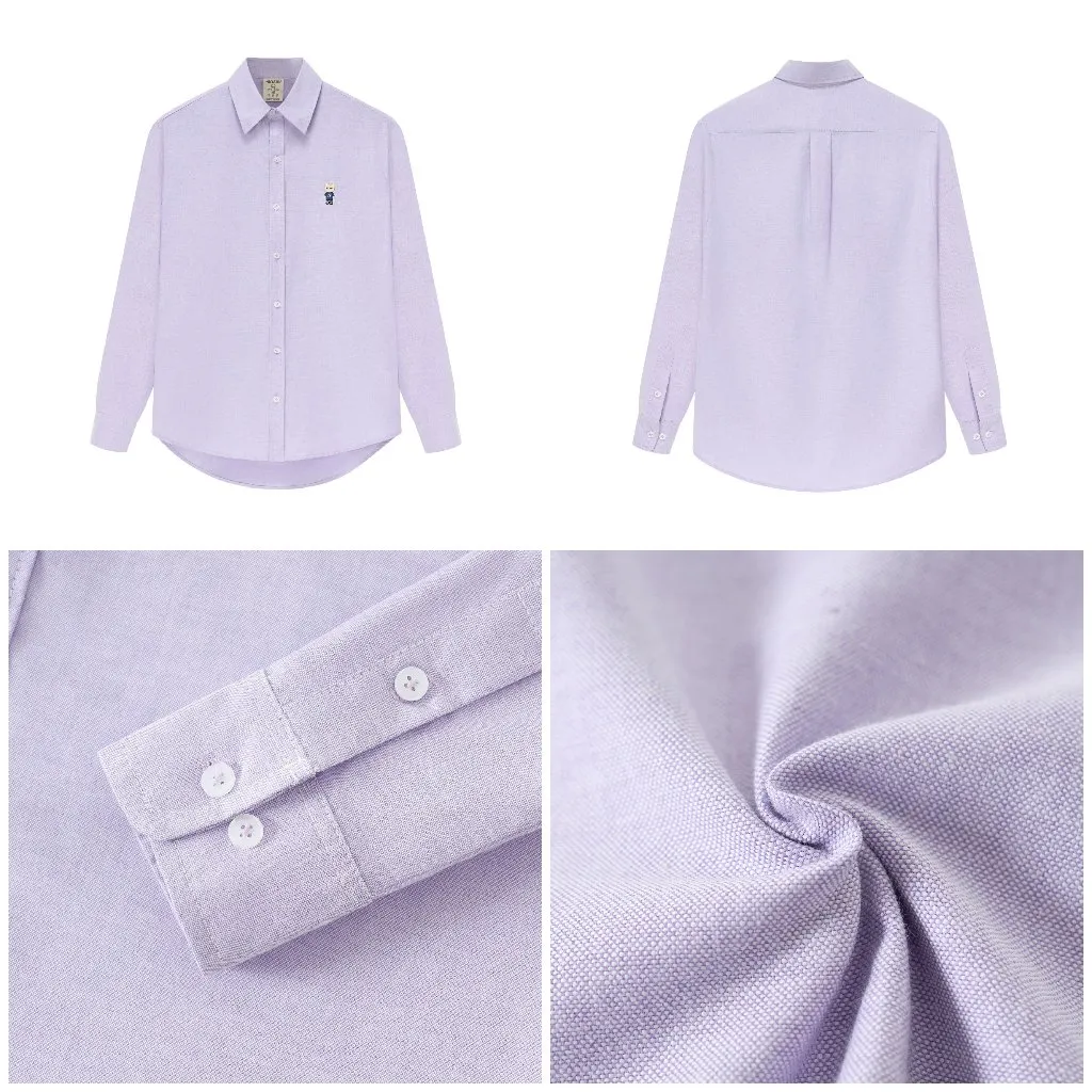 Ảnh Áo Sơ Mi Dài Tay Form rộng NOAM Nafox Oxford - Màu Tím/ Be/ Hồng/ Tím kẻ sọc 2