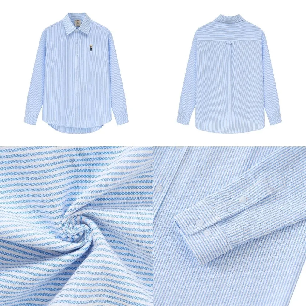 Ảnh Áo Sơ Mi Dài Tay Form rộng NOAM Nafox Oxford - Màu Trắng/ Xanh/Hồng kẻ sọc/Đỏ kẻ sọc/Xanh kẻ sọc 4