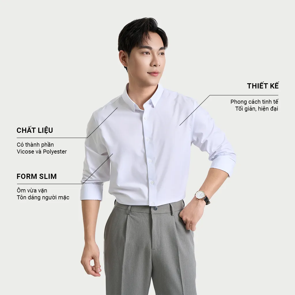 Ảnh Áo Sơ Mi Dài Tay Nam KRIK Form Slimfit Chất Liệu Polyester Cao Cấp Thiết Kế Tối Giản Dễ Phối Đồ SD3196 1