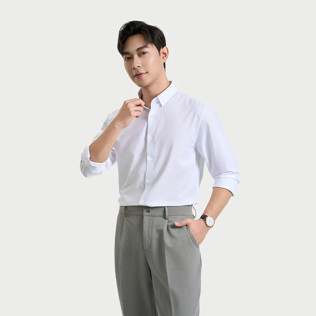Ảnh Áo Sơ Mi Dài Tay Nam KRIK Form Slimfit Chất Liệu Polyester Cao Cấp Thiết Kế Tối Giản Dễ Phối Đồ SD3196 3