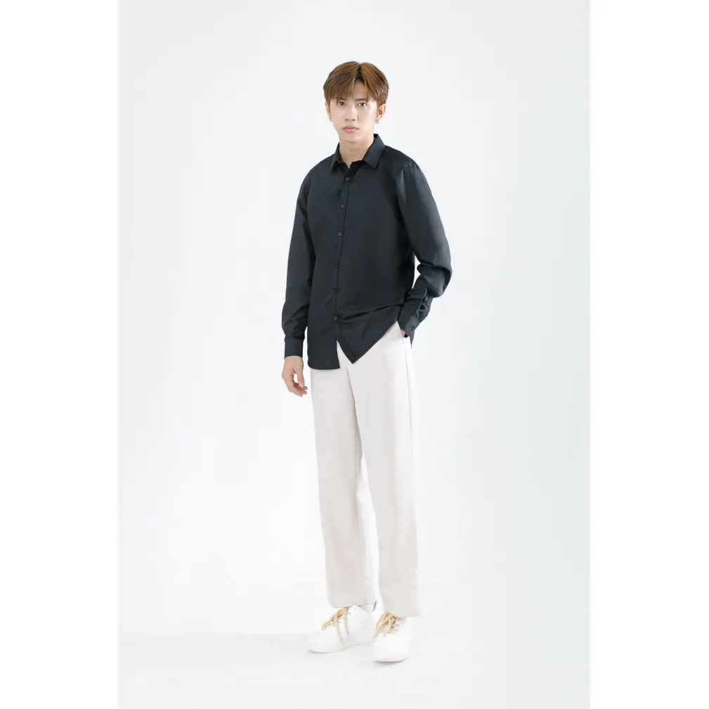 Ảnh Áo Sơ Mi Dài Tay Nam MANDO Slim Fit Basic Thời Trang Công Sở Hàn Quốc Chất Cotton Cao Cấp 3 Màu Lộ Cúc Unisex SMD120 4