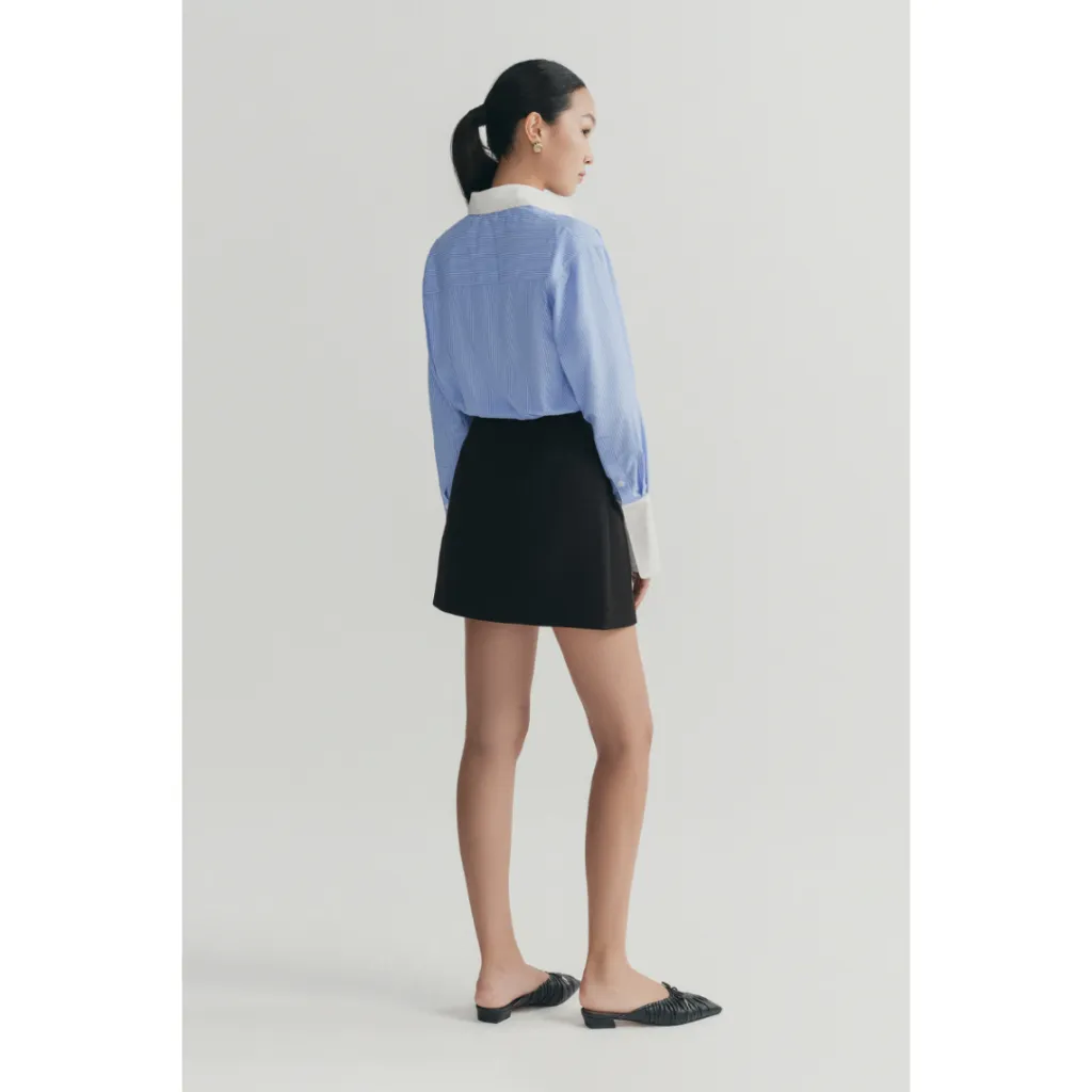 Ảnh Áo sơ mi dáng relaxed MONO TALK cổ và măng sét tay phối trắng MOF24S-T10012TK 3