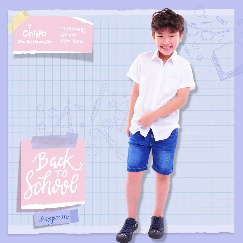Ảnh Áo sơ mi đi học Chippo cho bé trai từ 7-12 Tuổi (21-40Kg) 2