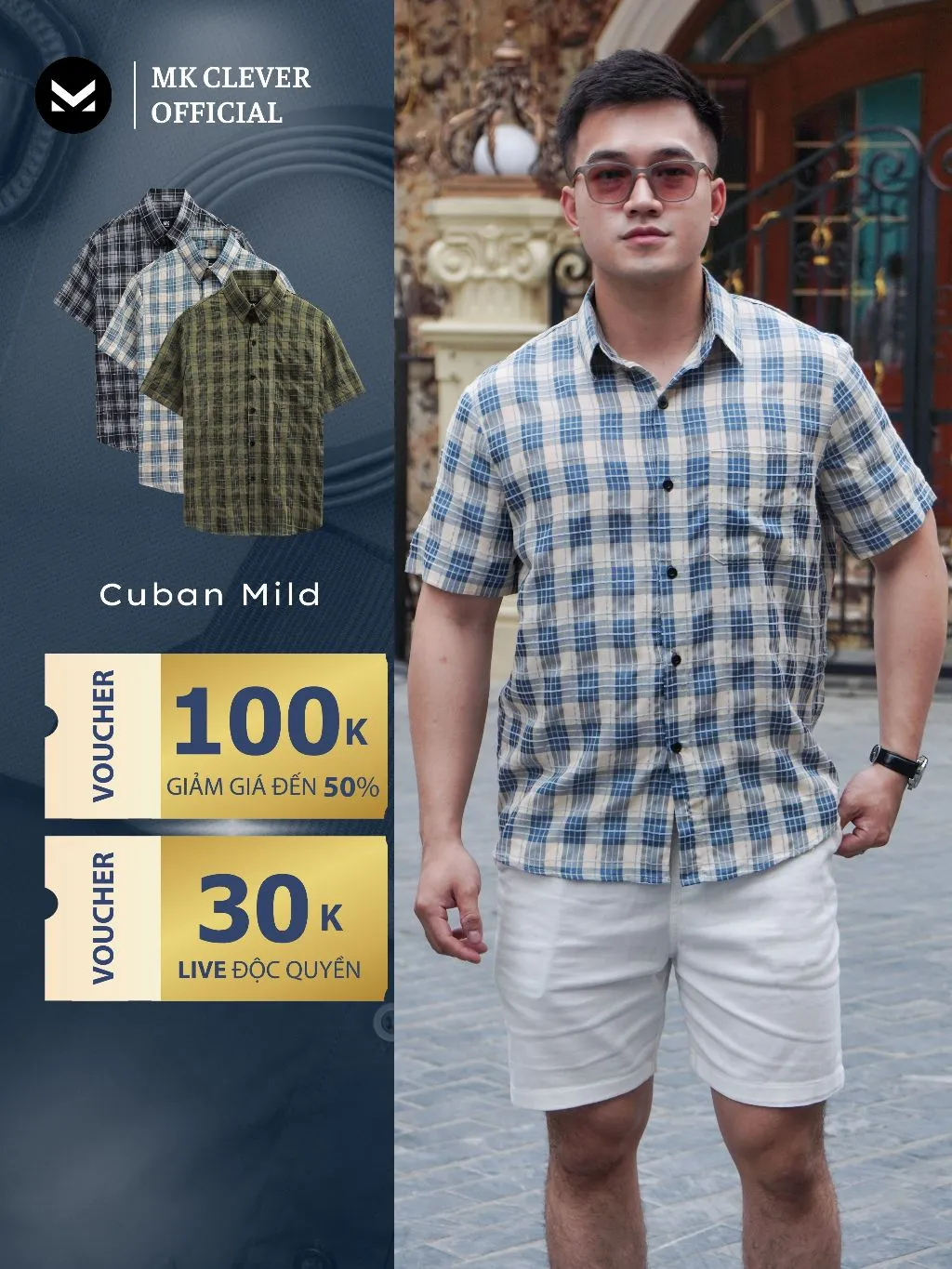 Ảnh Áo Sơ Mi Kẻ nam cổ Đức Mild MK CLEVER Chất Đũi thô mềm mịn, thoáng mát, chống nhăn, form rộng hằng ngày 1