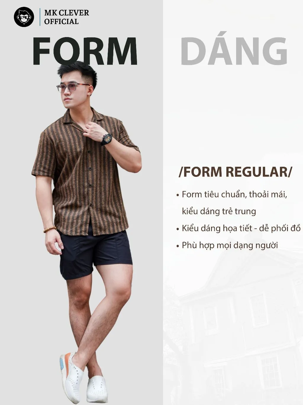 Ảnh Áo Sơ Mi Kẻ Sọc Nam Kelly MK CLEVER Chất Đũi thô mềm mịn thoáng mát, chống nhăn, form rộng hằng ngày 4