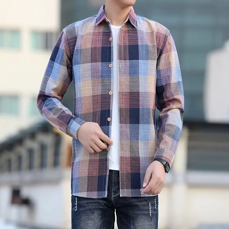 Ảnh Áo Sơ Mi Kẻ Sọc Nam Tay Dài Phong Cách Hàn Quốc Không Viền Mỏng Phong Cách Hồng Kông Thoải Mái Thanh Niên Bông Tai Kẹp Áo Sơ Mi Phù Hợp Với Áo Khoác BEFOYI ZXH105 2