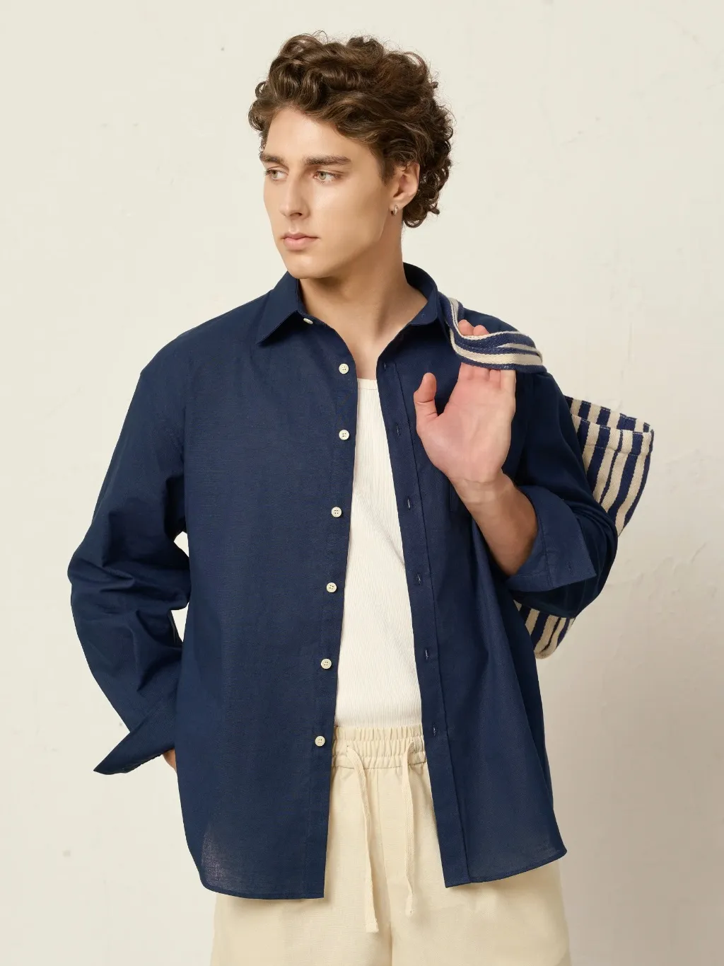 Ảnh Áo sơ mi linen rayon PEALO thoáng mát nhẹ nhàng mềm mại giảm độ nhăn của áo tạo cảm giác thoải mái 4