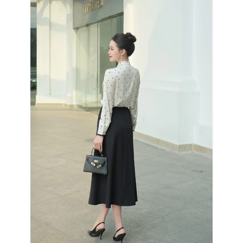 Ảnh Áo Sơ Mi Lụa Dáng Suông Áo Sơ Mi Công Sở Nữ Phối Nơ Thanh Lịch LAMER L61H25Q007 2