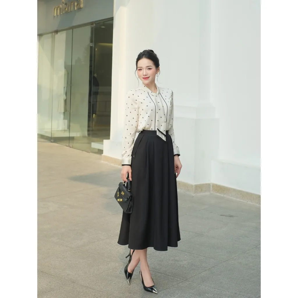 Ảnh Áo Sơ Mi Lụa Dáng Suông Áo Sơ Mi Công Sở Nữ Phối Nơ Thanh Lịch LAMER L61H25Q007 3