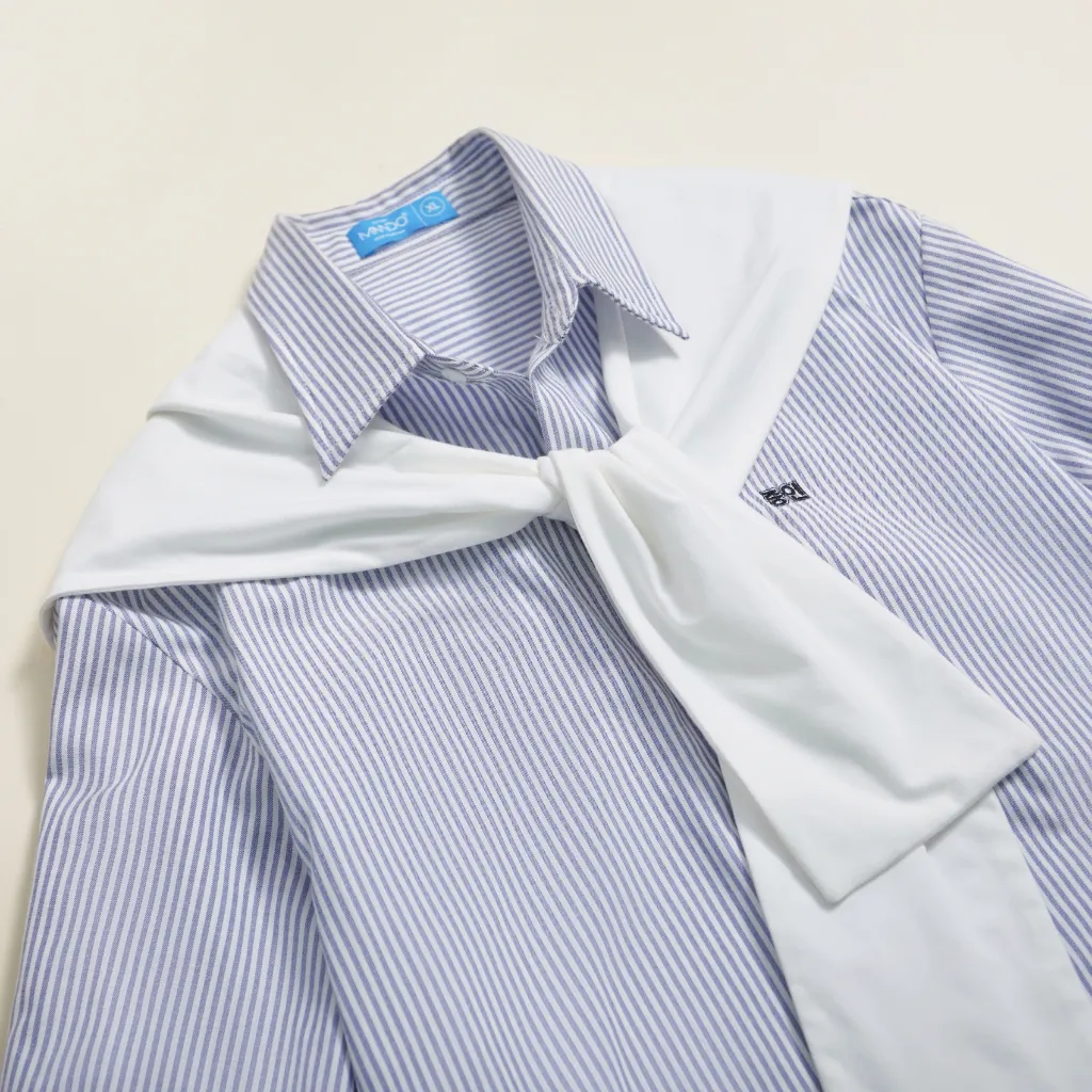 Ảnh Áo Sơ Mi MANDO Kẻ Sọc Xanh Vải Oxford Dày Dặn Form Rộng Unisex Style Phong Cách Hàn Quốc - XSHT027 3