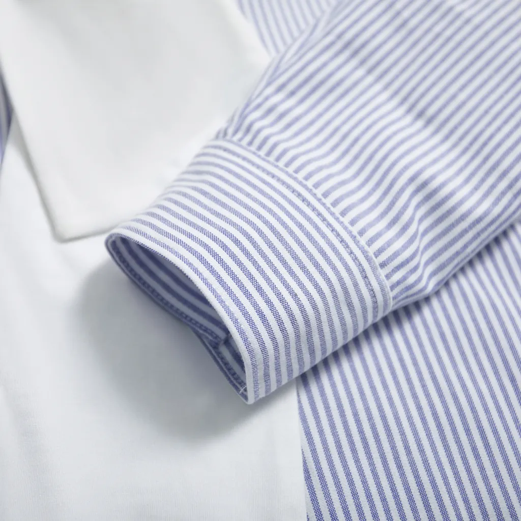 Ảnh Áo Sơ Mi MANDO Kẻ Sọc Xanh Vải Oxford Dày Dặn Form Rộng Unisex Style Phong Cách Hàn Quốc - XSHT027 4