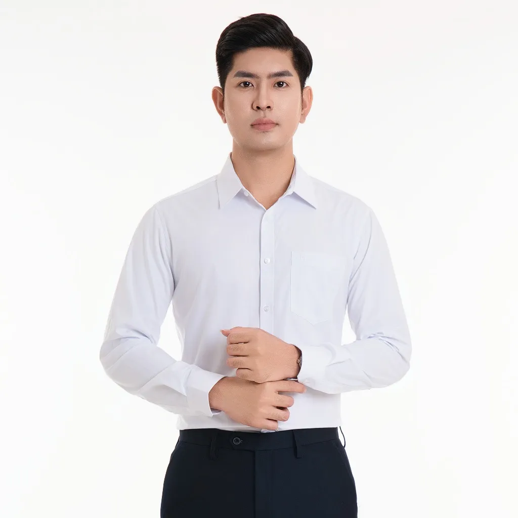 Ảnh Áo sơ mi nam 23ASM-993 dài tay dáng suông chất liệu sợi tre trơn nhiều màu Thái Hòa 1
