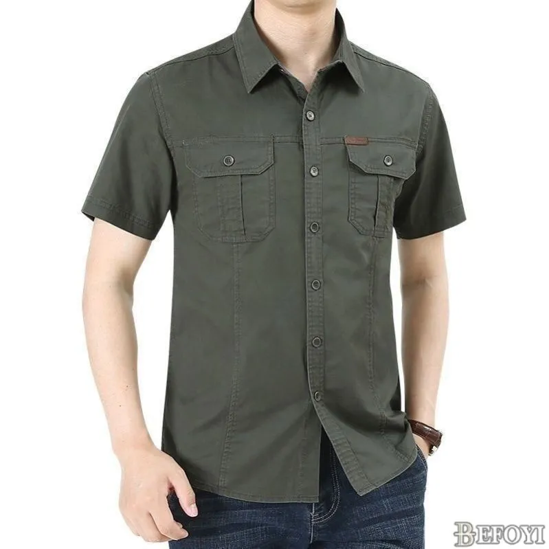 Ảnh Áo sơ mi nam BEFOYI ZYQ077 tay ngắn thời trang 3