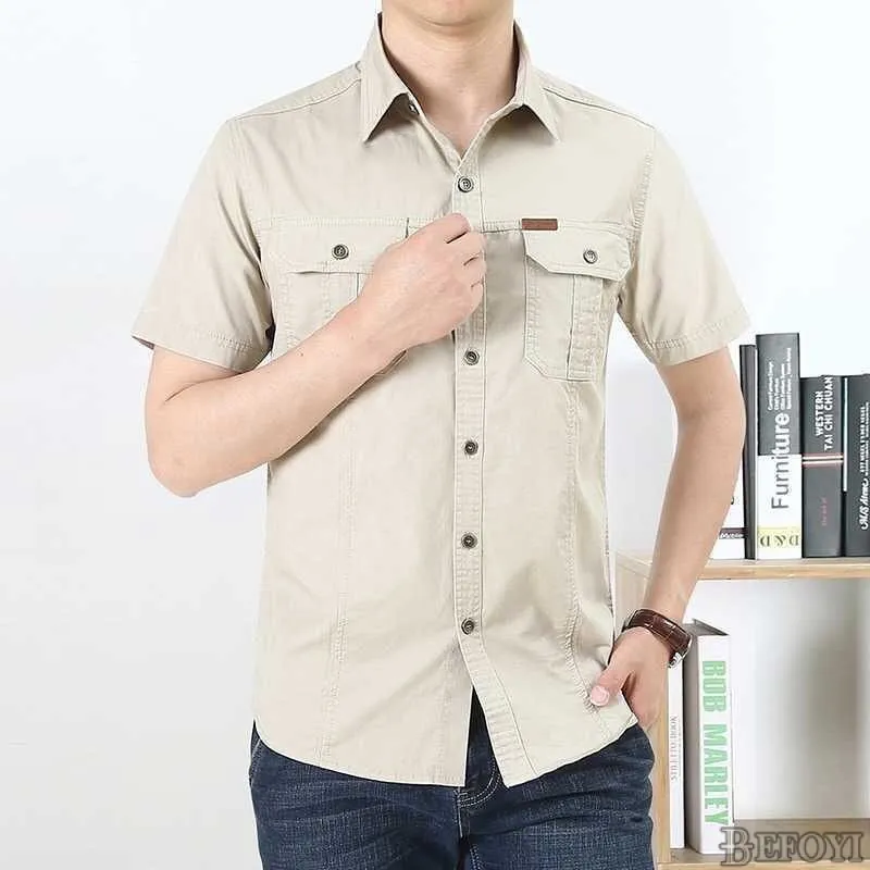 Ảnh Áo sơ mi nam BEFOYI ZYQ077 tay ngắn thời trang 4