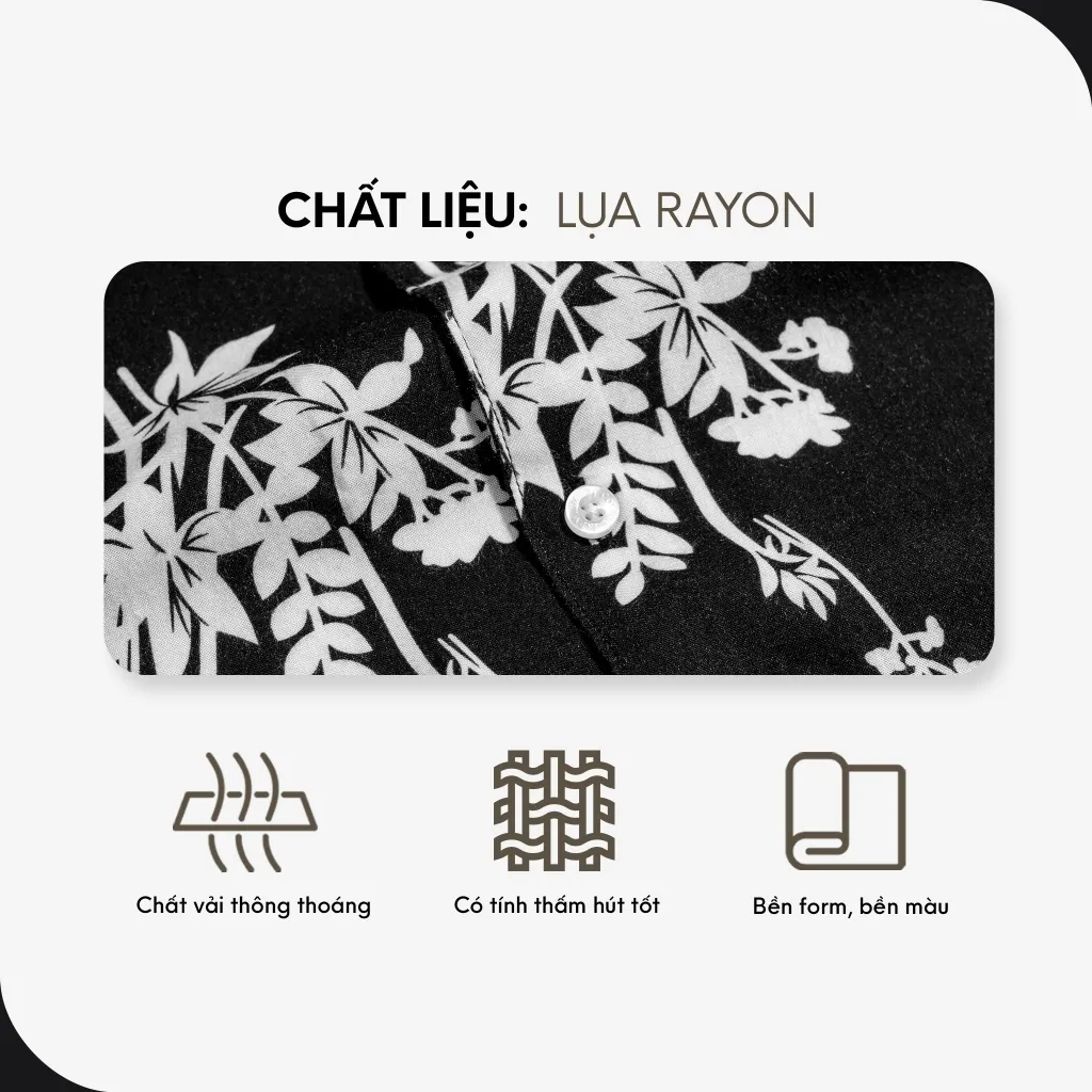 Ảnh Áo Sơ Mi Nam Cao Cấp Danton In Hoa Đen - Nâu By Cotton 3