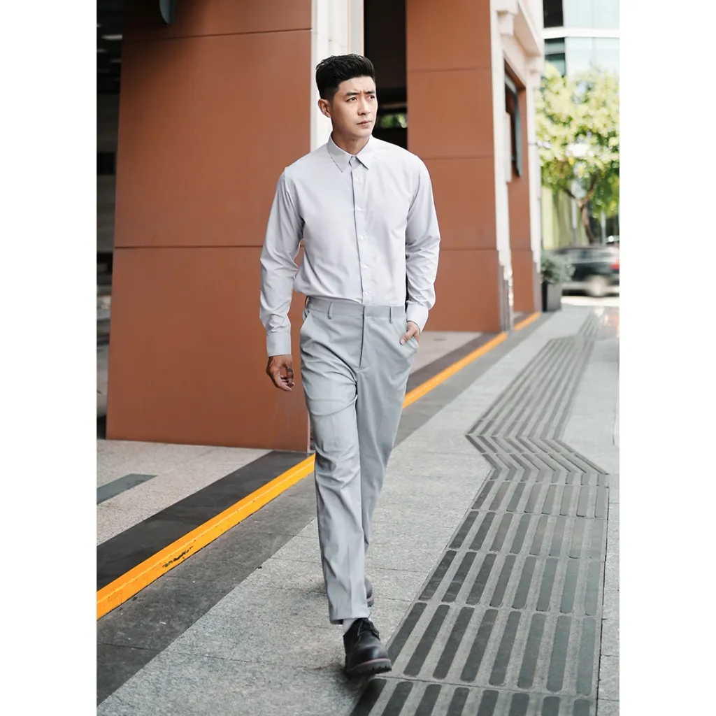 Ảnh Áo Sơ Mi Nam Cổ Bẻ Tay Dài Sợi Nhân Tạo Thấm Hút Thời Trang Thương Hiệu Y2010 Non Branded 19 24012 |YaMe| 2
