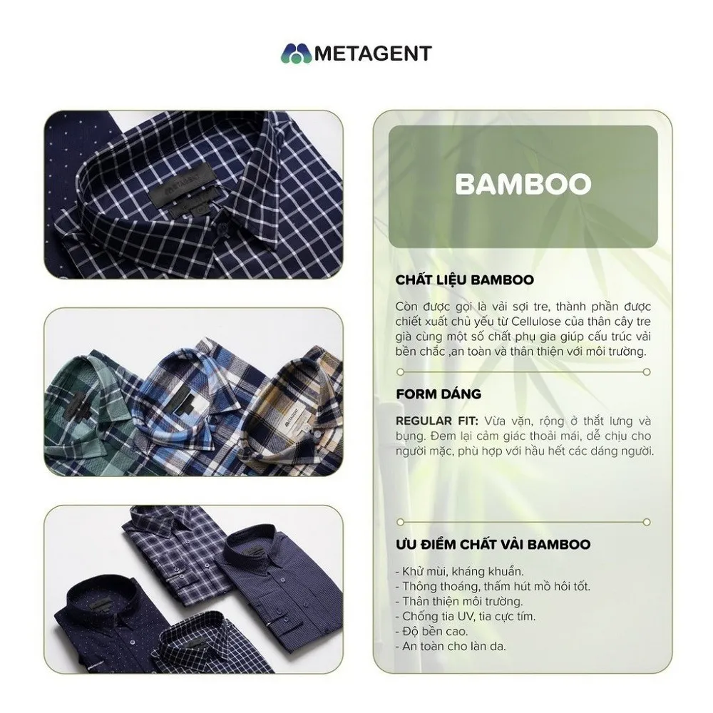 Ảnh Áo sơ mi nam cổ đức chất liệu BAMBOO cao cấp Metagent MS 16E4339 1