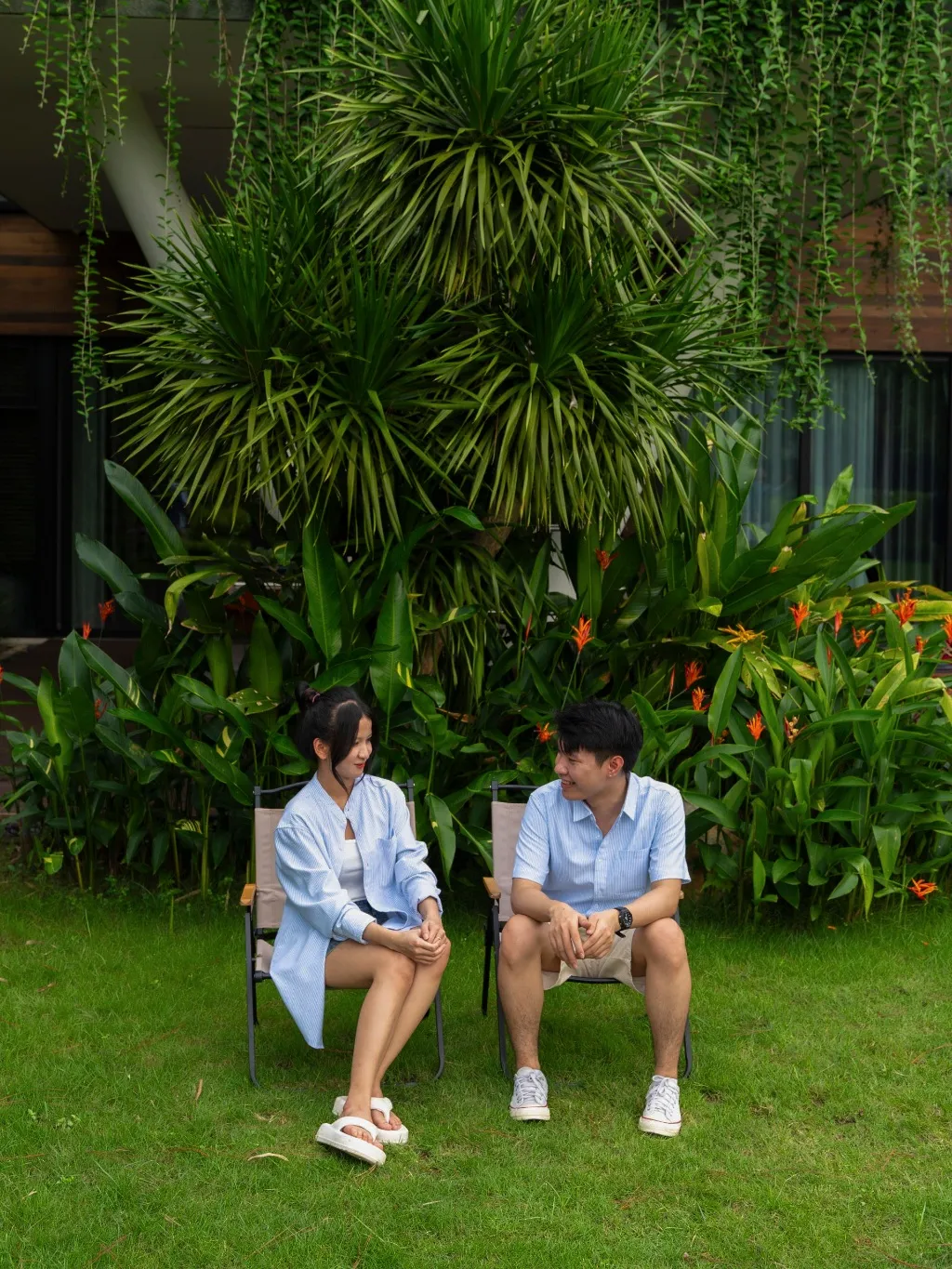 Ảnh Áo Sơ Mi Nam Cổ Trụ Cotton Oxford Form Suông, kẻ xanh, kẻ ghi, trắng trơn DENIMST 355 2