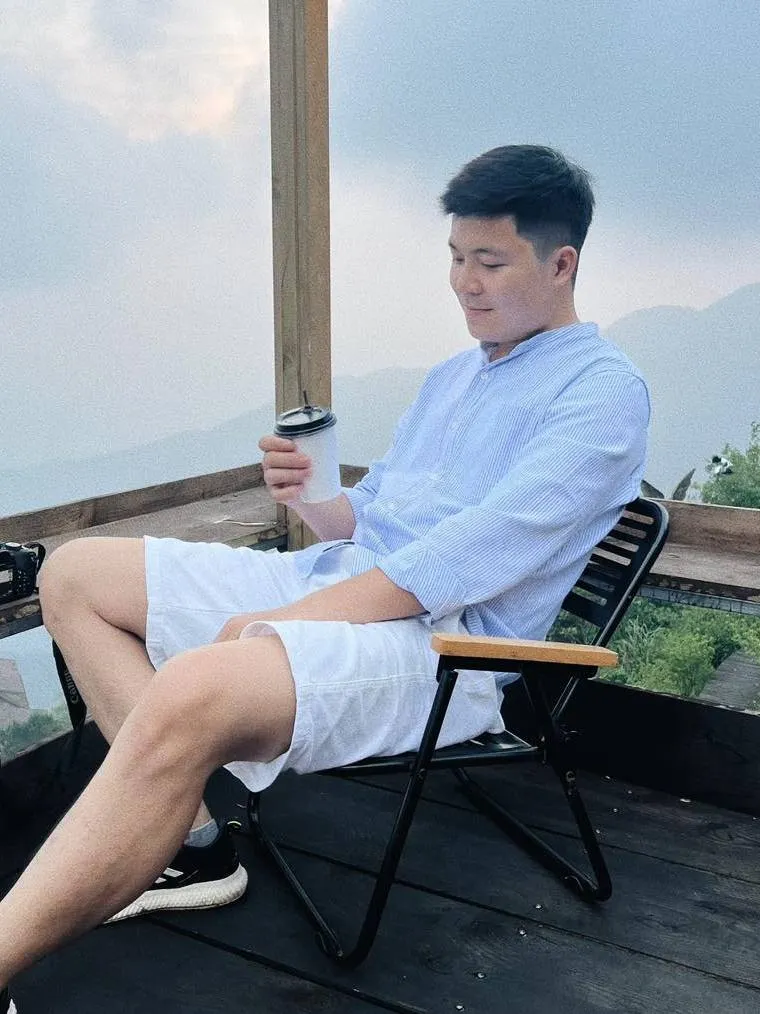 Ảnh Áo Sơ Mi Nam Cổ Trụ Cotton Oxford Form Suông, kẻ xanh, kẻ ghi, trắng trơn DENIMST 355 4