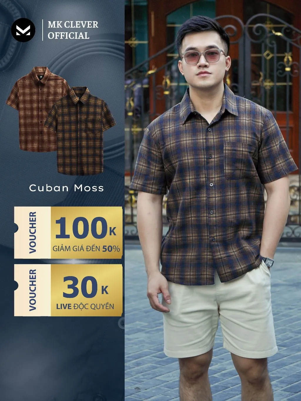 Ảnh Áo sơ mi nam Cuban Moss MKCLEVER Chất đũi Hàn mềm mịn, thoáng mát, chống nhăn, form rộng mặc hằng ngày 1
