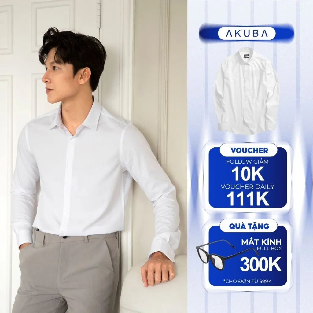Ảnh Áo sơ mi nam dài tay AKUBA form dáng slimfit ôm nhẹ thanh lịch, hạn chế nhăn, mềm mịn | 01M807 1