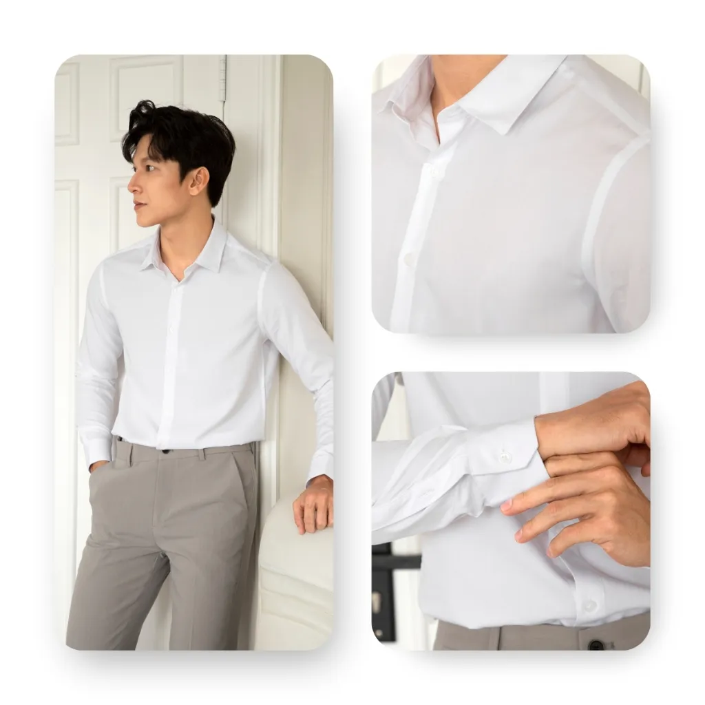 Ảnh Áo sơ mi nam dài tay AKUBA form dáng slimfit ôm nhẹ thanh lịch, hạn chế nhăn, mềm mịn | 01M807 3