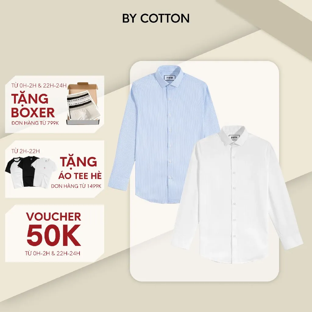 Ảnh Áo Sơ Mi Nam Dài Tay By Cotton Cao Cấp Sơ Mi Công Sở Nam Cotton Phối Sọc Nhuyễn Xanh & Gân Trắng 1