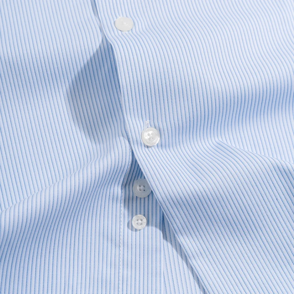 Ảnh Áo Sơ Mi Nam Dài Tay By Cotton Cao Cấp Sơ Mi Công Sở Nam Cotton Phối Sọc Nhuyễn Xanh & Gân Trắng 4
