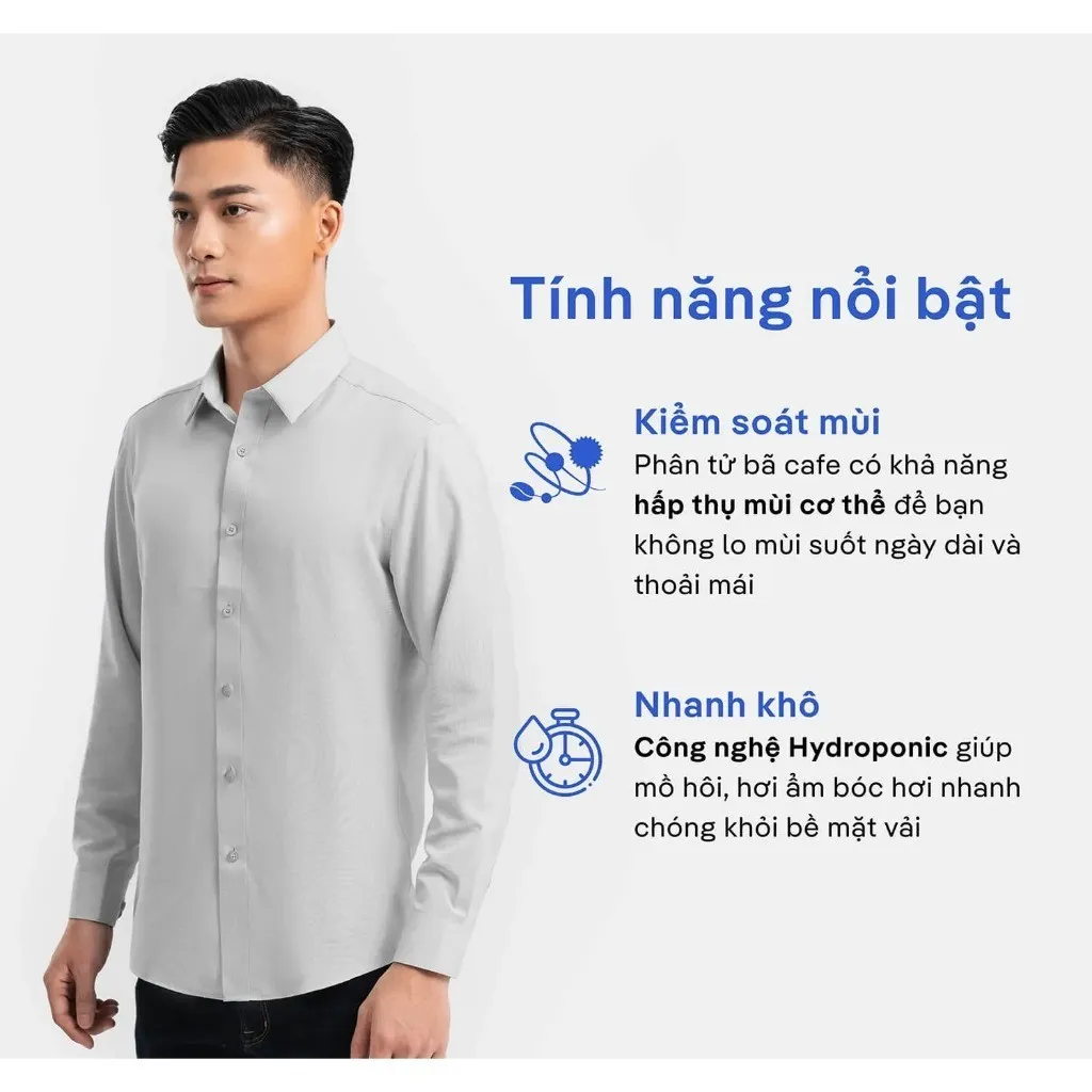 Ảnh Áo SƠ MI nam dài tay CaféDriS khử mùi hiệu quả Coolmate 3
