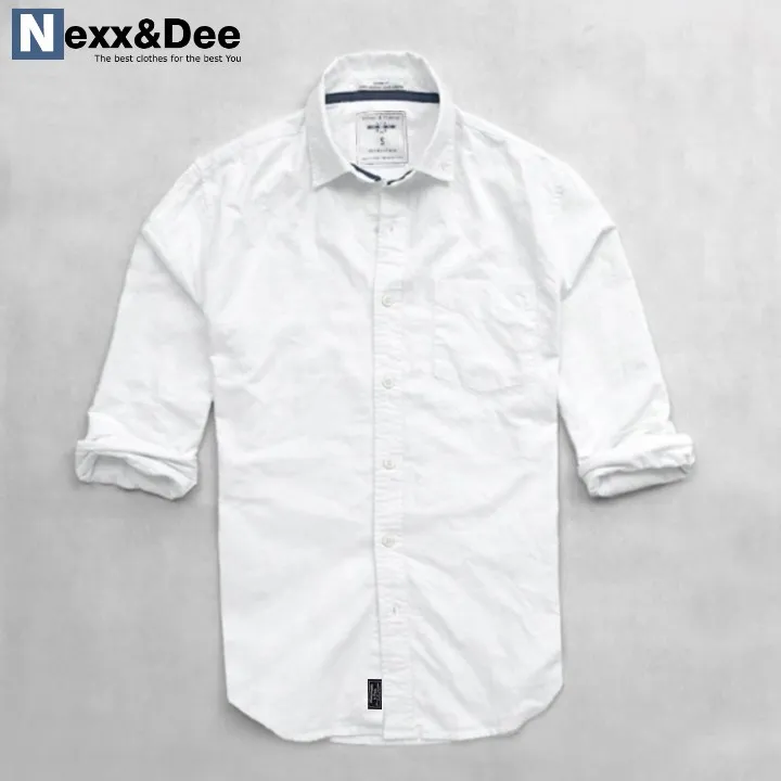 Ảnh Áo sơ mi nam dài tay công sở trắng Nexx&Dee vải oxford denim cao cấp cực đẹp NS012 4