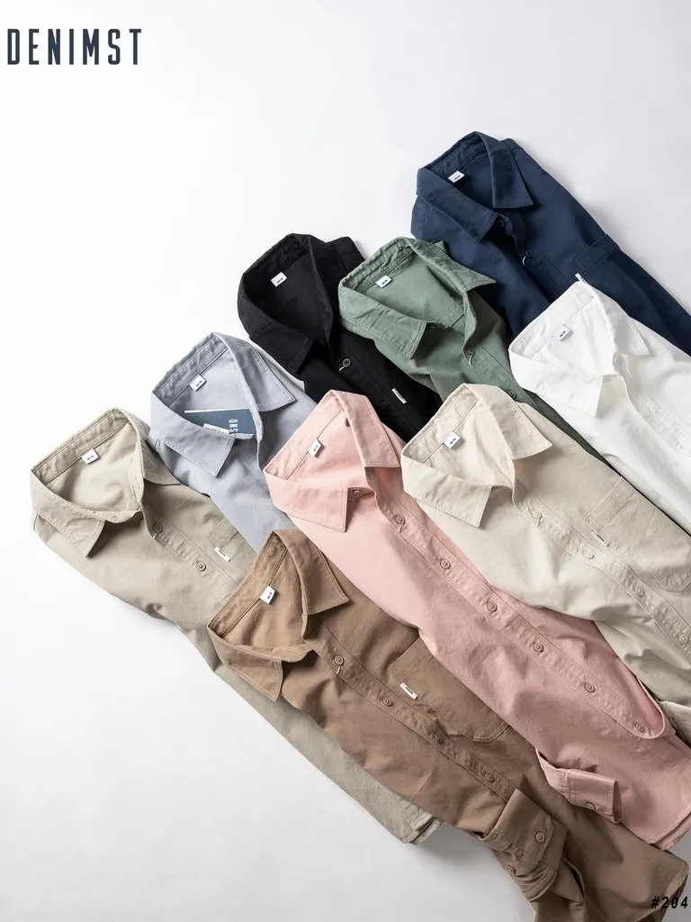 Ảnh Áo Sơ Mi Nam Dài Tay Design, Chất Kaki Cotton DENIMST 2049, Dáng Suông 1