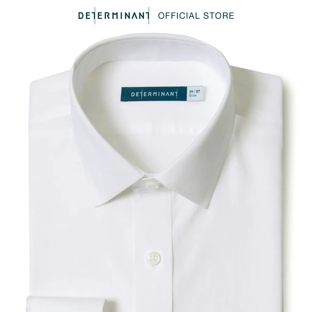 Ảnh Áo sơ mi nam DETERMINANT 100% Cotton siêu dài chống nhăn kháng khuẩn - 301 - màu Trắng 4