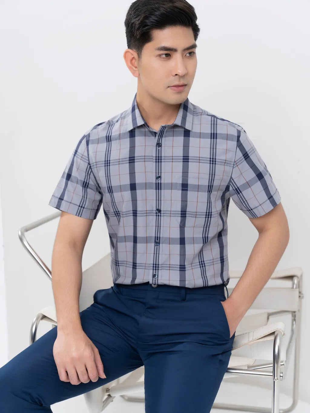 Ảnh Áo sơ mi nam DGC dáng suông có khả năng thấm hút tốt, chống kia UV, kháng khuẩn - SASNBC35M 2