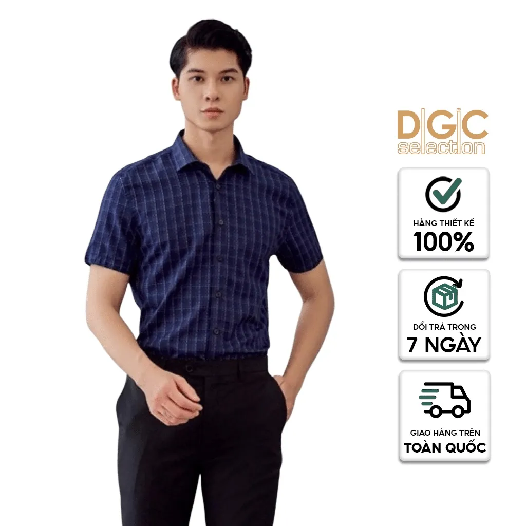 Ảnh Áo sơ mi nam DGCs ngắn tay form Slim fit SASNBB13M 1