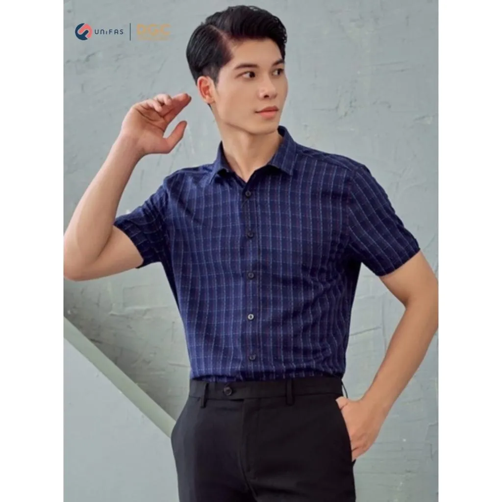 Ảnh Áo sơ mi nam DGCs ngắn tay form Slim fit SASNBB13M 3